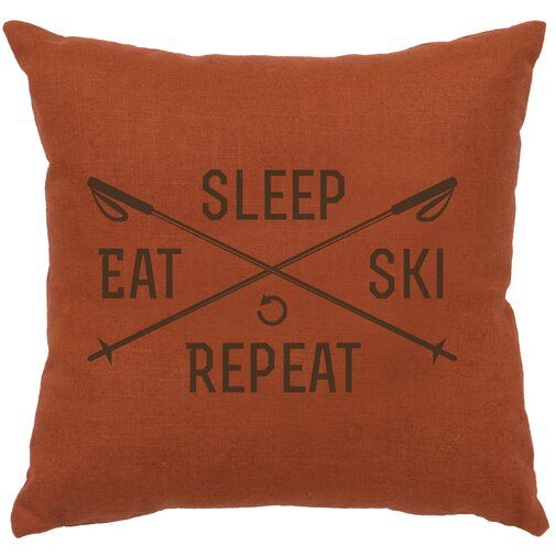 Shipe Sleep Eat Ski Repeat Throw Pillow Skiing Pillowcase Eat Sleep Ski