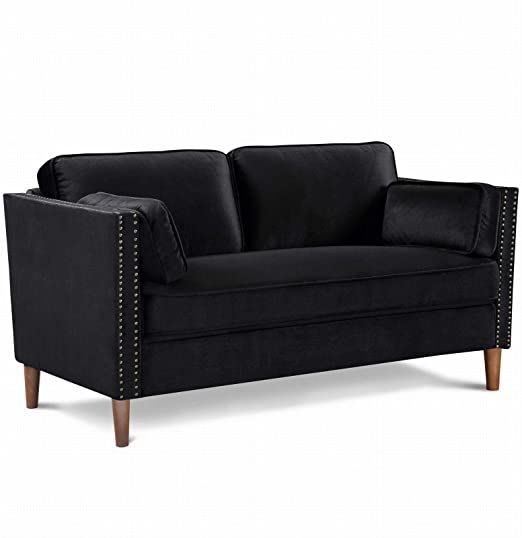 Ho Fma Modern Wood Accent Loveseat Sofa Faux Leather 2 Seater For Small Space Under 100 Inches Sofas Spaces Love Seat Ho Fma Modern Wood Accent Loveseat Sofa, Sofa Under 100