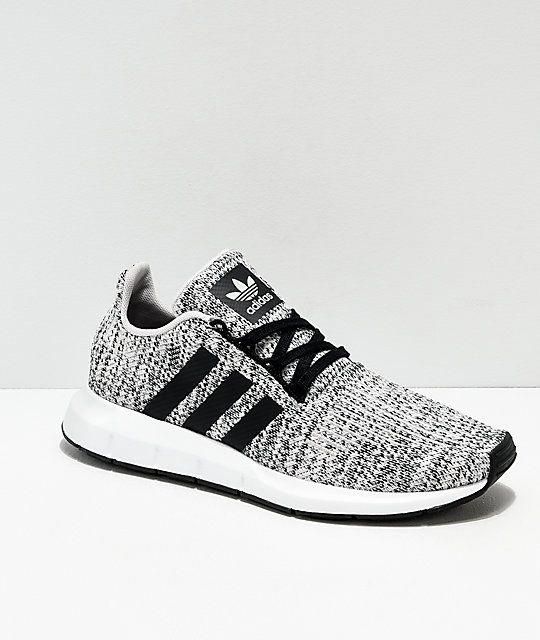 Adidas Swift Run Heather Black White Shoes Adidas Shoes Women Addidas Shoes Black And White Shoes
