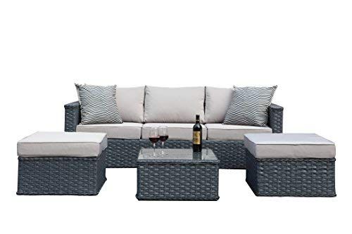 Lounge Set Lova Aus Polyrattan In Natur Grau Wetterfest Und Uv Bestandig Mano Lounge Online Kaufen Bei Woonio Aussenmobel Lounge Polyrattan Gartenmobel