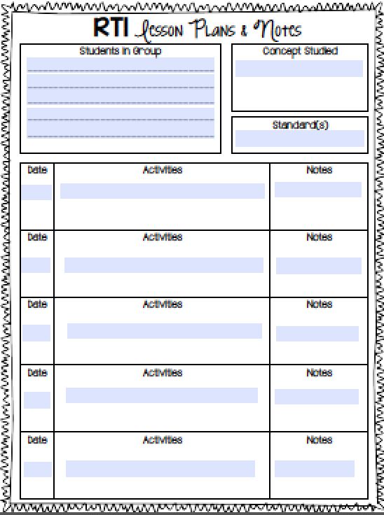 small group lesson plan template