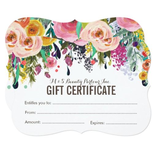 Painted Floral Salon Gift Certificate Template Gift certificate - fillable gift certificate template Painted Floral Salon Gift Certificate Template Gift certificate - fillable gift certificate template