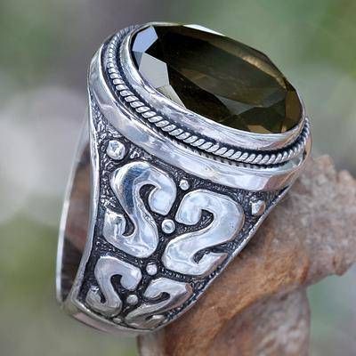 WRITE US YOUR RING SIZE Smoky Quartz 925 Silver Gemstone Statement Rings
