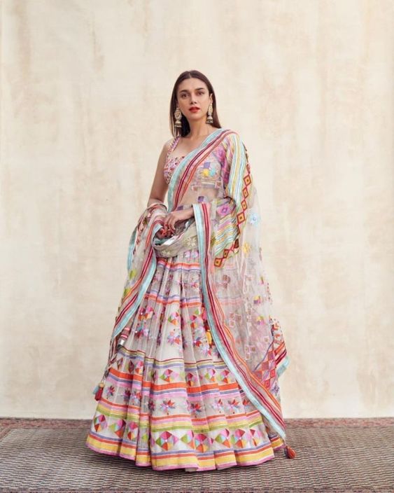 Aditi Rao Hydari stuns in a gorgeous multicolored lehenga by Sukriti & Aakriti!