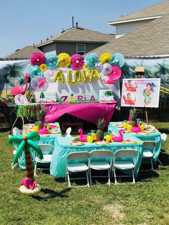 Pineapple Flamingo Luau Birthday Party Ideas Photo 2 Of 23 Kids Luau Parties Luau Birthday Party Kids Luau