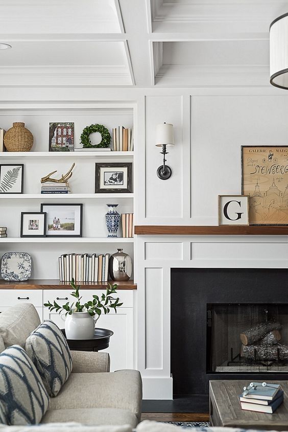 33 Unique Diy Projects For Family Rooms With Wall Hangings - Built In Shelves Fireplace Surround 33 Unique Diy Projects For Family Rooms With Wall Hangings - Built In Shelves Fireplace Surround