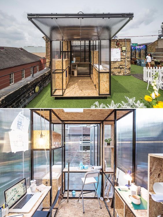 Translucent Walls Allow Light Into This Small Building Designed To Be Used As A Home Office Or Workshop