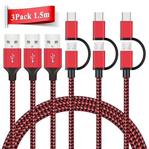 Lot De 3 Cable Multi Usb 1 5m Chargeur Usb Type C Lightning Micro Usb Charge Sync Rapide Cordon Pour Iphone 5s 5c 6 Chargeur Samsung Micro Usb Huawei P10