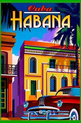 Hot Habana Nights Cuba Havana Vintage Travel Poster Reproduction