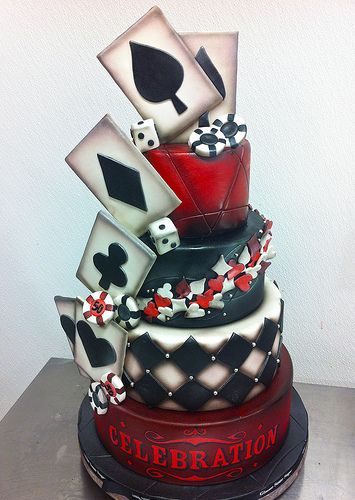 A cake to have for good luck at spades, diamonds, hearts and clubs!