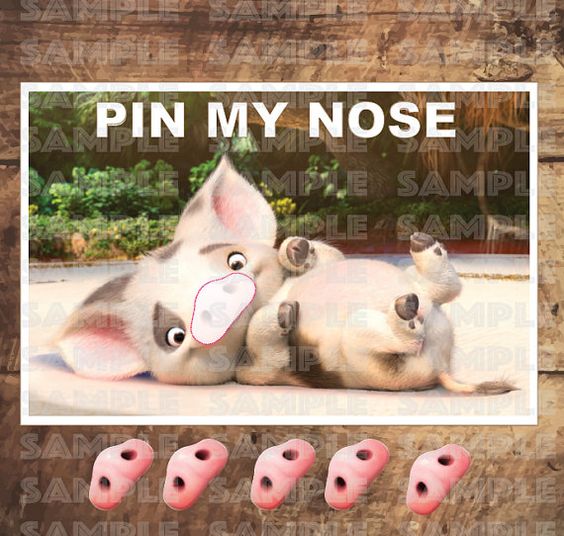 MOANA PARTY GAME Pua Pin My Nose 11x17 inches and 18x24 new