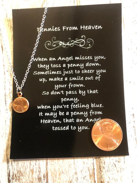 Memorial Necklace TINY Penny from Heaven Necklace Memorial | Etsy