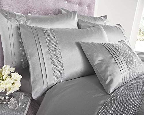 GREY & SILVER DIAMANTE FAUX SILK DUVET GREY & SILVER DIAMANTE FAUX SILK DUVET