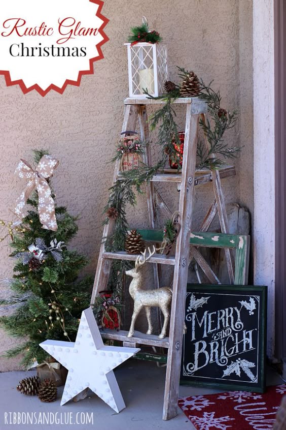 Rustic Glam Christmas Front Porch decorated with #BigLots Holiday Collection. #BIGSeason