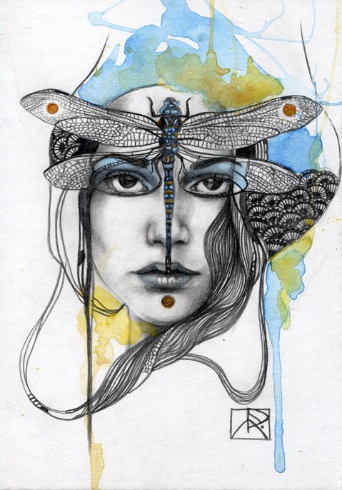 Animal Spirits: DragonflyPencil and watercolor on illustration board5” x 7” inches 2013 © Patricia Ariel Ability to see the truthPower of flightUnderstanding of dreamsBreaking down illusionsSwiftnessChange and transformationConnection with nature spirits ORIGINAL SOLD
