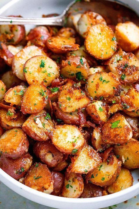 Roasted Garlic Butter Parmesan Potatoes