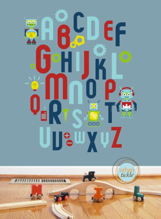 Alphabet Wall Decal For Kids Robots Abc 123 Custom Color And Decals - Abc 123 Wall Decals Alphabet Wall Decal For Kids Robots Abc 123 Custom Color And Decals - Abc 123 Wall Decals