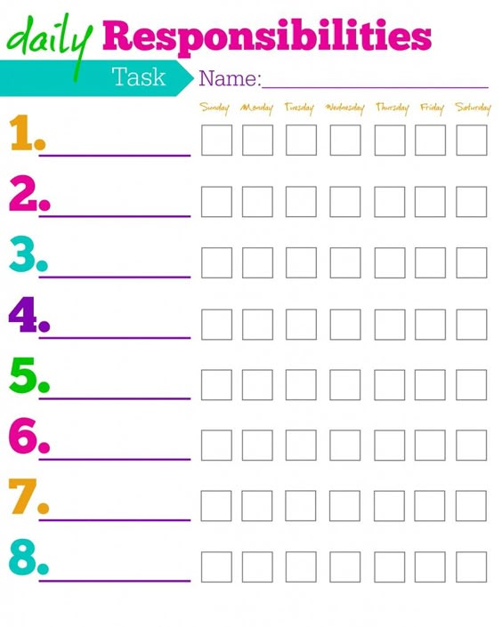 Daily Responsibilities Chart for Kids! FREE Printable to Help - kids chart Daily Responsibilities Chart for Kids! FREE Printable to Help - kids chart