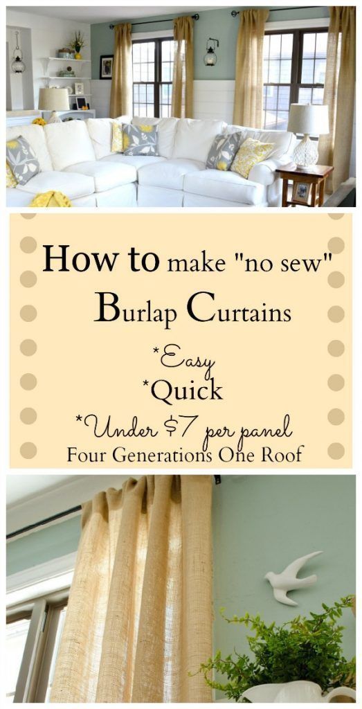 How To Make Burlap Curtains Diy No Sew Using Stitch Witchery And An Iron Living How To Make Burlap Curtains Diy, Diy No Sew Burlap Curtains