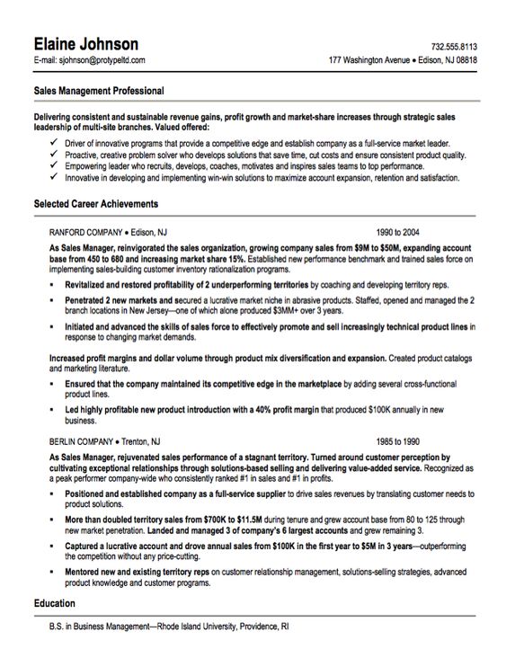 Sample Resume Sales Management Professional - resumesdesign - personnel security specialist sample resume Sample Resume Sales Management Professional - resumesdesign - personnel security specialist sample resume