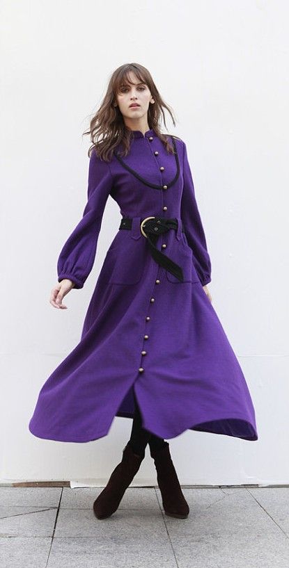 Pin By Angela W On My Fashion Fancies Long Wool Coat Dress Coats For Women Winter Long Wool Coat Dress Coats For Women, Purple Winter Coats Womens