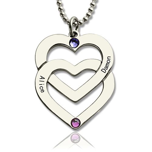 Heart Personalized Name Necklaces for your love Engraved with Sterling Silver Necklace