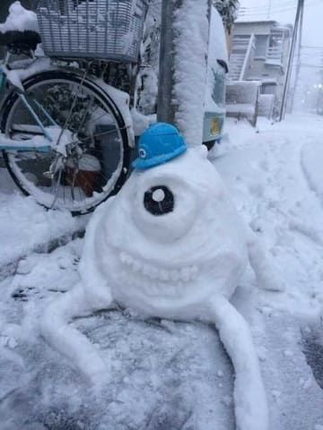 monster inc. snow sculpture #snowSculpture #snow #winter #sculpture #cartoon