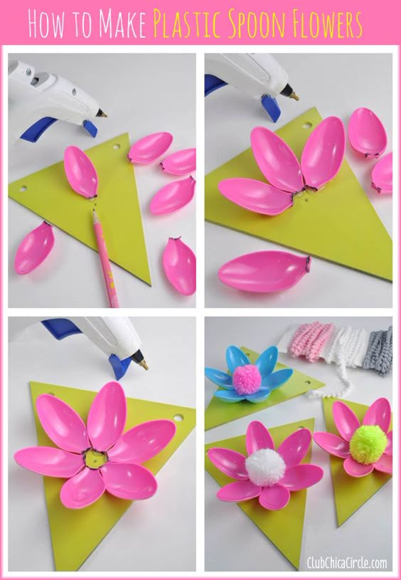 FLORES DE COLHERZINHA DE PLÁSTICO