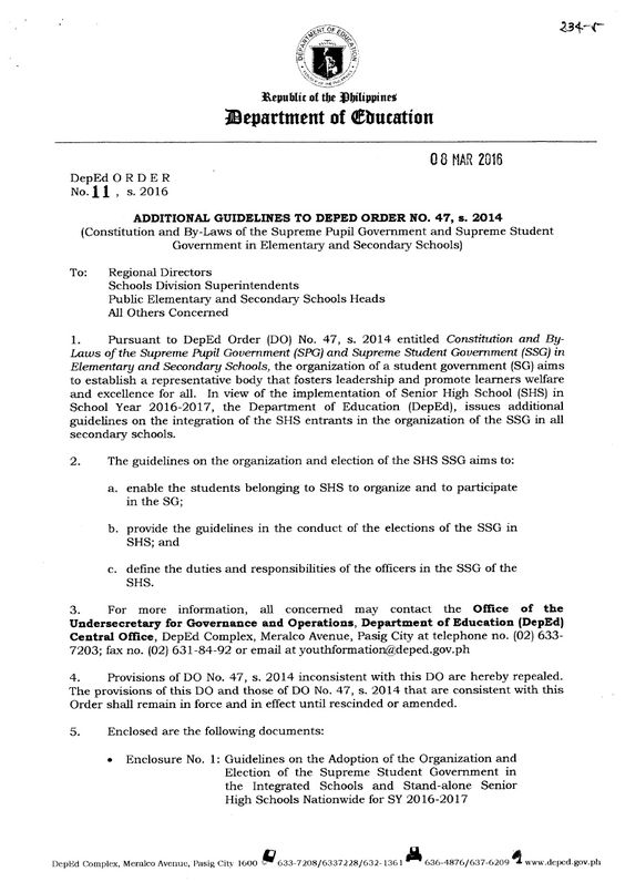 DO 11, s 2016 - Additional Guidelines to DepEd Order No 47, s - election clerk sample resume DO 11, s 2016 - Additional Guidelines to DepEd Order No 47, s - election clerk sample resume