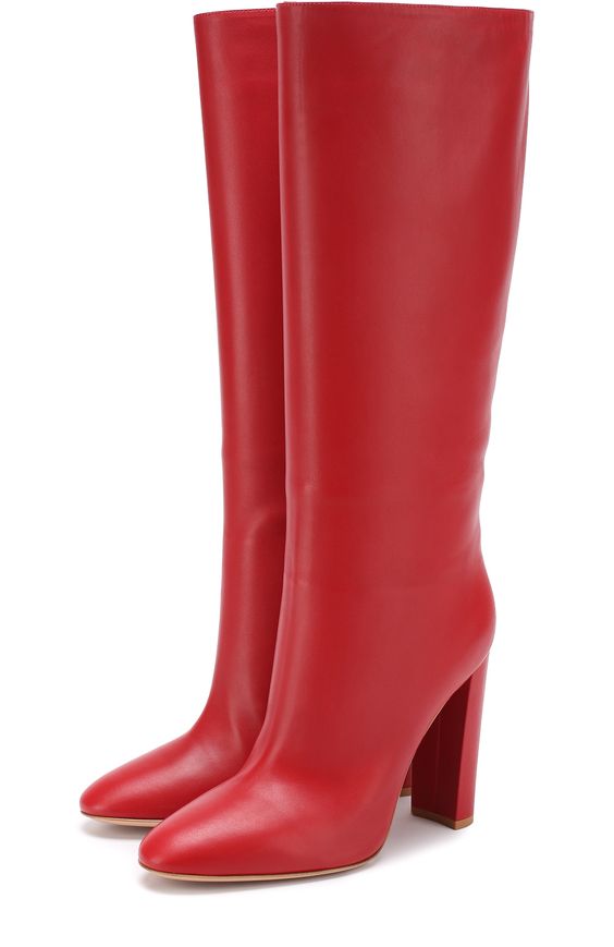 Женские красные кожаные сапоги laura на устойчивом каблуке Gianvito Rossi, сезон FW 17/18, арт. G80726.15RIC.NAP купить в ЦУМ | Фото №1