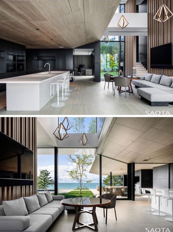 Ceramic Panels Cover This Modern Lake House Inside And Out