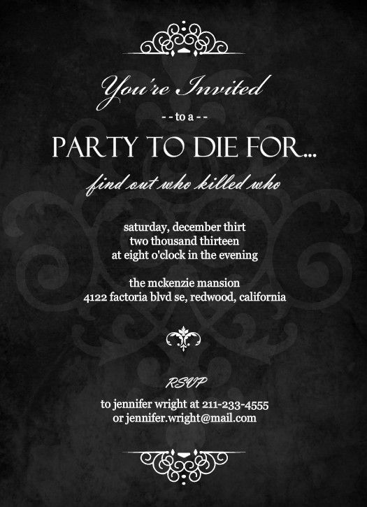 Murder Mystery Black Dinner Party Invitation creepy dinner party - dinner party invitation templates free Murder Mystery Black Dinner Party Invitation creepy dinner party - dinner party invitation templates free