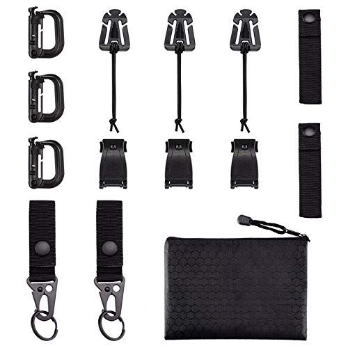 REKYO 1.5 Inch Wide 10 Yards Black Nylon Heavy Webbing Strap and 12 PCS Flat for