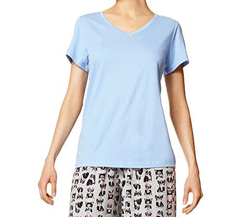 Hue Womens Short Sleeve V-Neck Sleep Tee