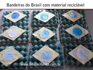 Bandeira do Brasil com bandeja de ovos