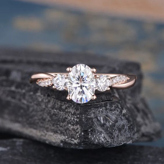 5x7mm Oval Cut Rose Gold Moissanite Engagement Ring Infinity | Etsy