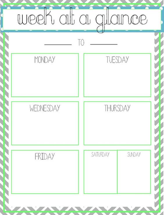printable week at a glance