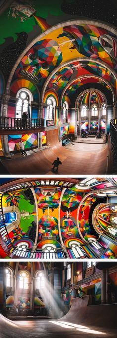 A 100-Year-Old Church in Spain Transformed into a Skate Park Covered in Murals by Okuda San Miguel