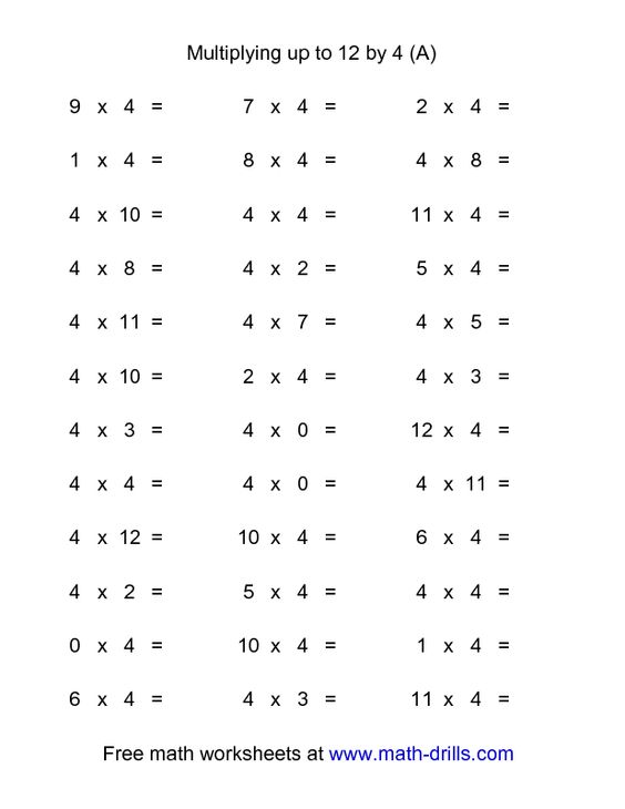 Multiplication Worksheet -- 36 Horizontal Multiplication Facts ... Multiplication Worksheet -- 36 Horizontal Multiplication Facts ...