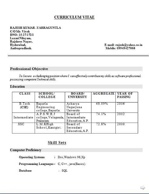 proforma cv