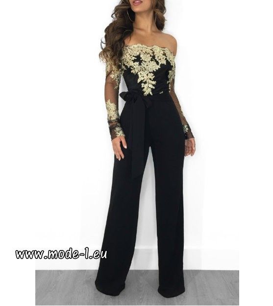 Damen Jumpsuit Elegant Lang Overall Eine Schulter Einteiler Sommer Hosenanzug
