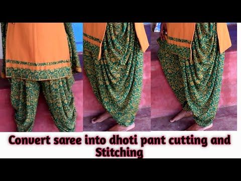 Dhoti pant cutting and Stitching from saree in tamil / Convert old poonam saree into dhoti pant - YouTube