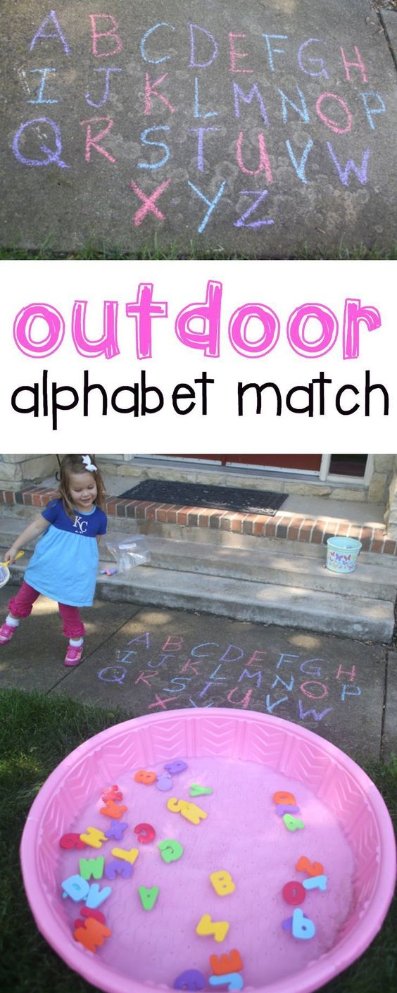 Outdoor Alphabet Match for Toddlers: Such a fun activity for teaching letter recognition to toddlers and preschoolers!