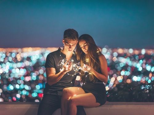 couple, lights, and love image