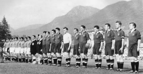 Italy 4 Belgium 1 In 1954 In Lugano The Teams Line Up Before The Group 4 Match At The World Cup Finals