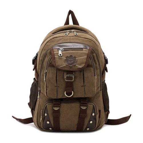 Kaxidy Vintage Canvas Backpack Rucksack Army Green