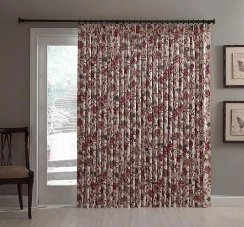 Cornwall Thermal Insulated Pinch Pleated Patio Door Dry Panel With Jacobean Fl Print Blackoutc Sliding Glass Curtains Sliding Glass Door Curtains, Patio Door Pinch Pleated Sheers