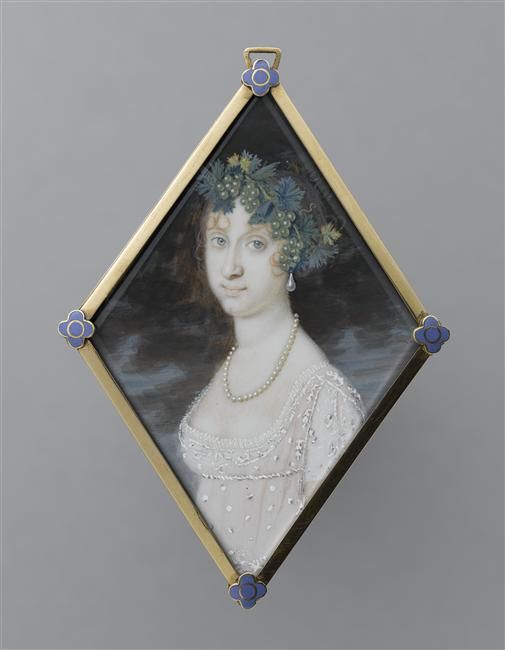 Front of a rare double -sided miniature of Maria Antonia of Naples and Sicily, Princess of Asturias.