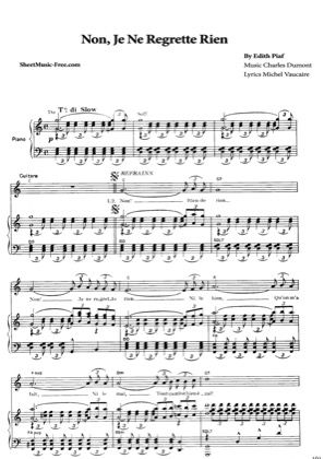 Print And Download For Free Non Je Ne Regrette Rien Piano Sheet Music By Edith Piaf Piano Sheet Music Pdf Piano Sheet Music Free Piano Sheet