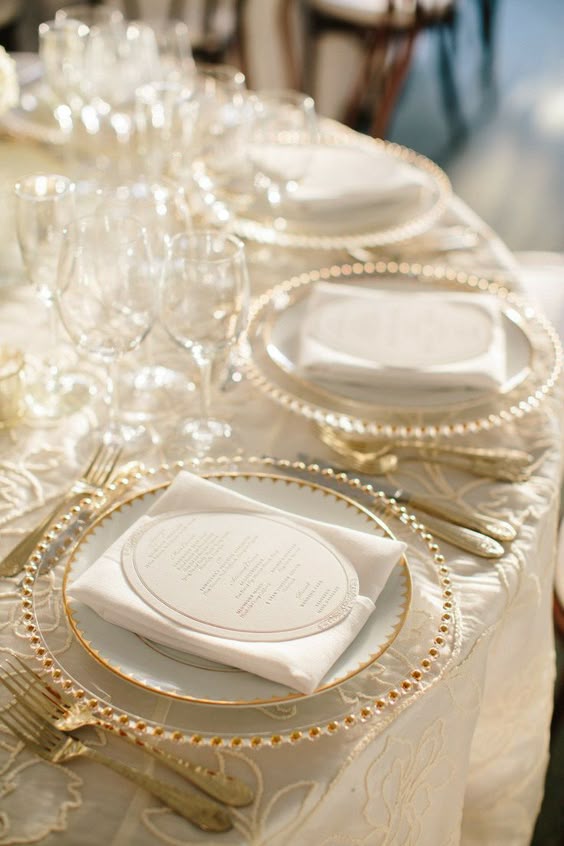 Gold and Ivory wedding centerpieces